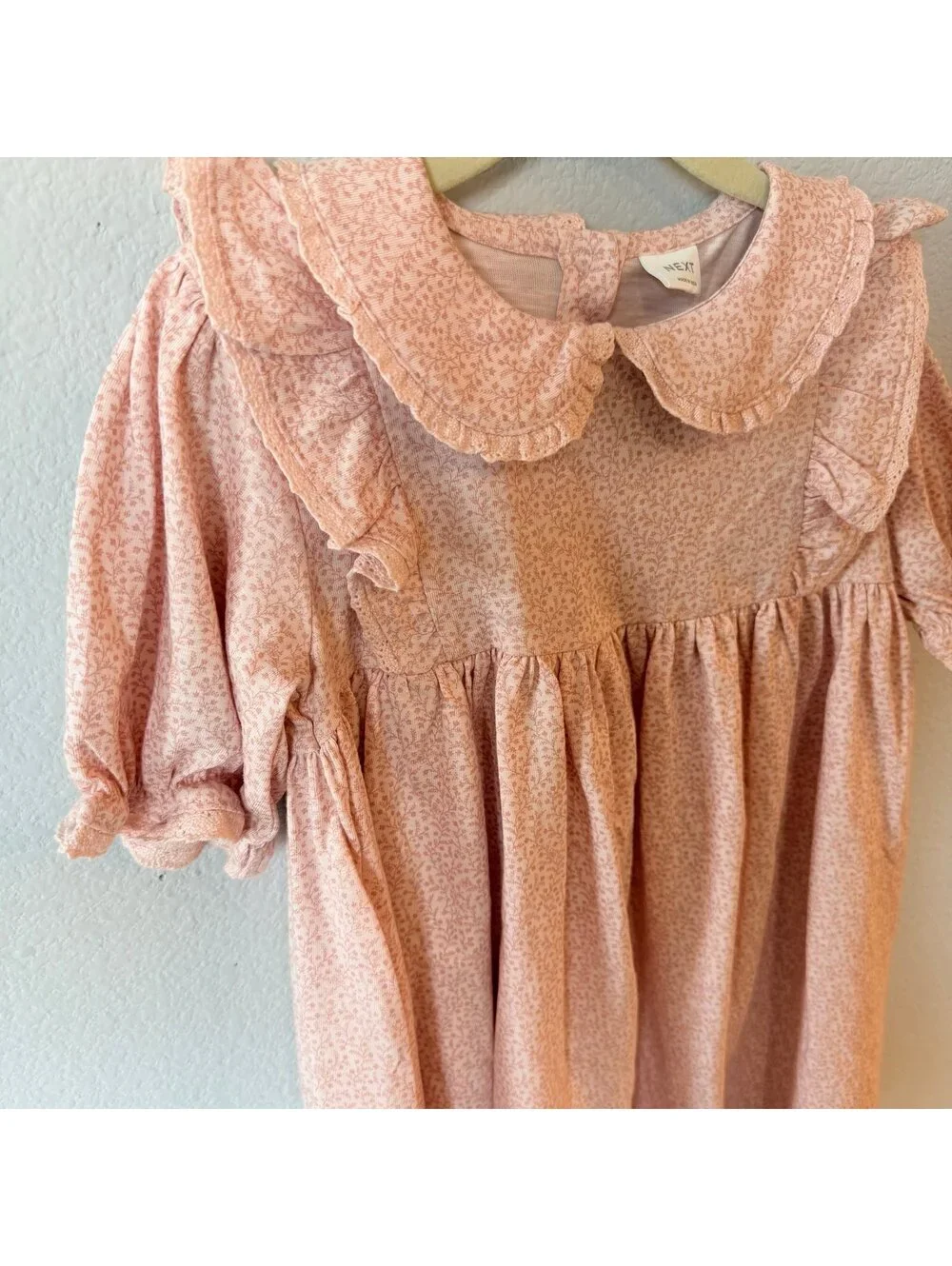 Next Direct Pink Floral Peter Pan Collar Cotton Dress Size 4-5